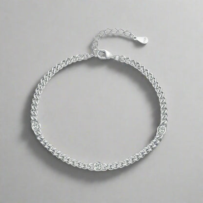 Moissanite Diamond 925 Sterling Silver Curb Bracelet