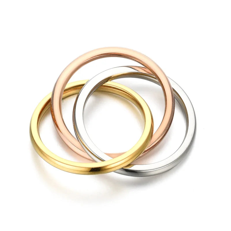 Triple Ring Interlocked Rings (3 Color or Silver)