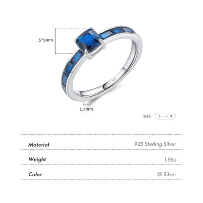 925 Sterling Silver Blue Cubic Zirconia Ring