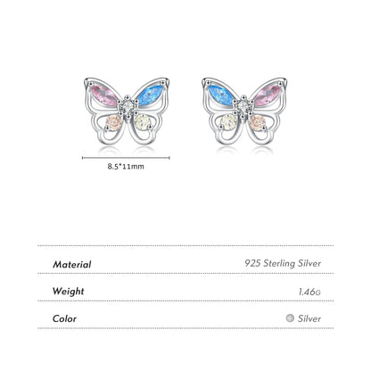 925 Sterling Silver Rainbow Colorful Zirconia Stud Earrings