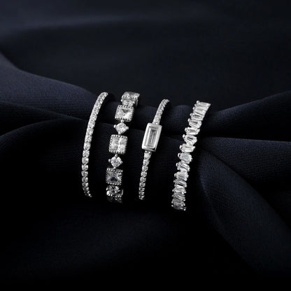 4 Pcs 925 Sterling Silver Bands CZ