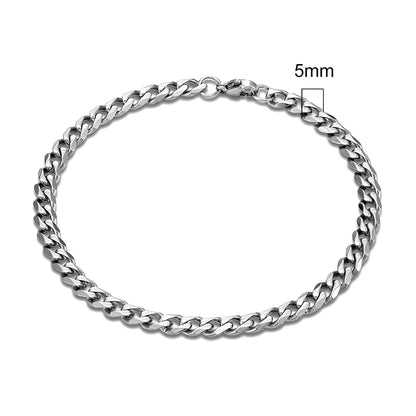 3 Color Choice 3-11mm Stainless Steel Curb Chain Bracelet