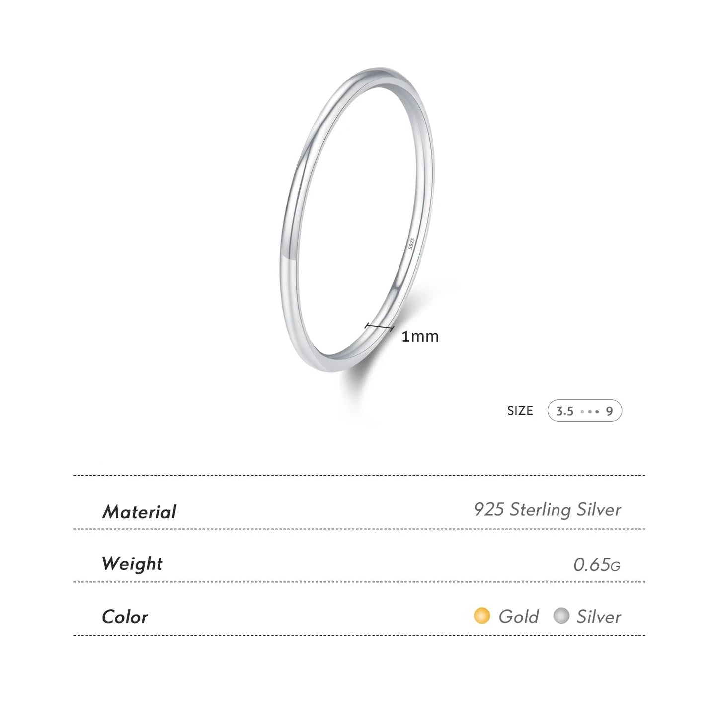 925 Sterling Silver Minimalist Thin Stackable Rings