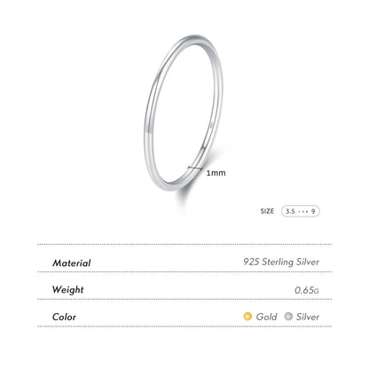 925 Sterling Silver Minimalist Thin Stackable Rings