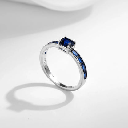 925 Sterling Silver Blue Cubic Zirconia Ring