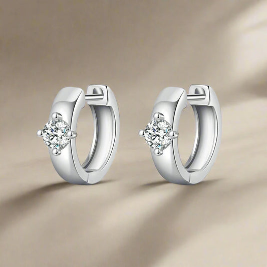 Round Moissanite Ear Buckles 925 Sterling Silver