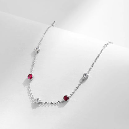 925 Round Red CZ Bracelet