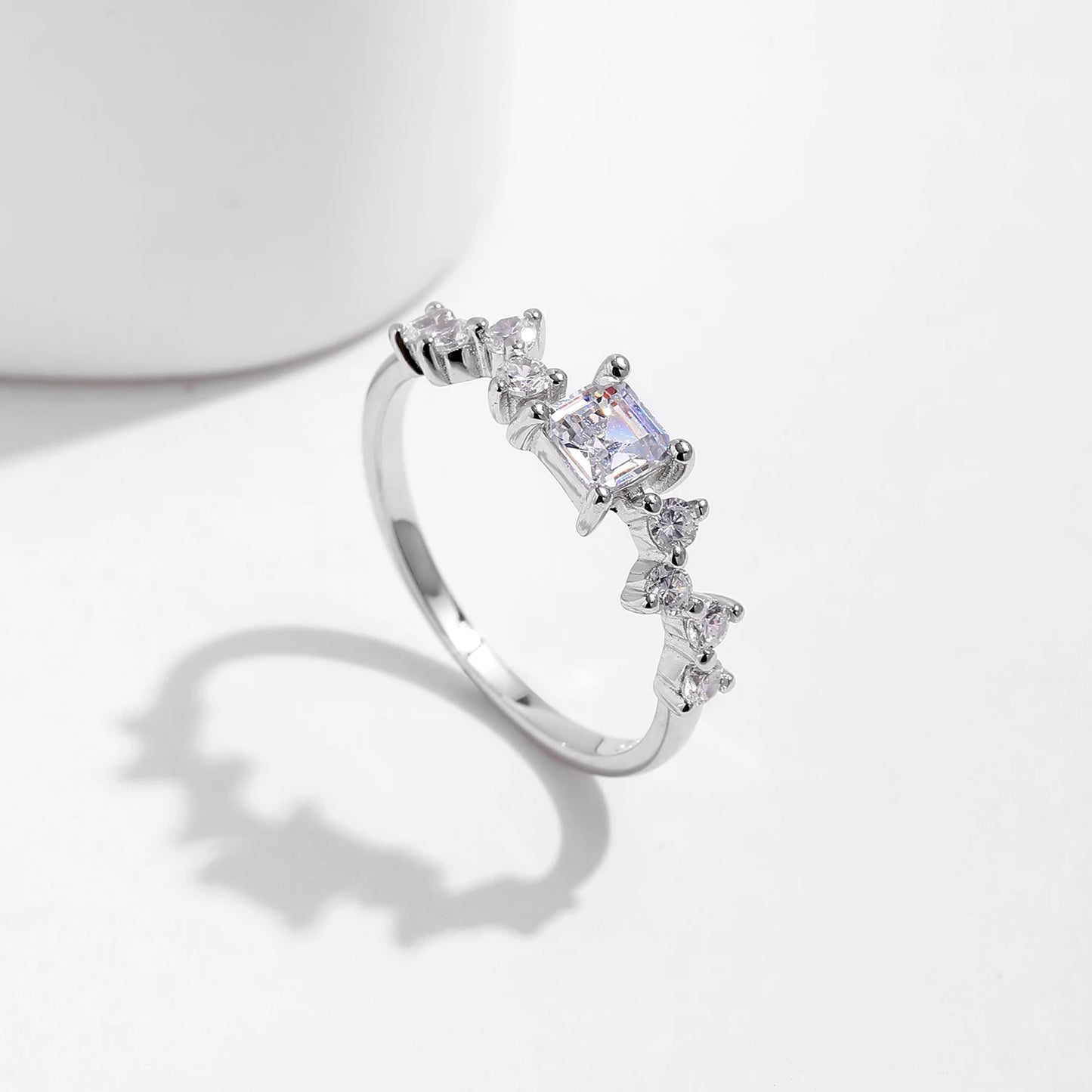 925 Sterling Silver Square CZ Ring