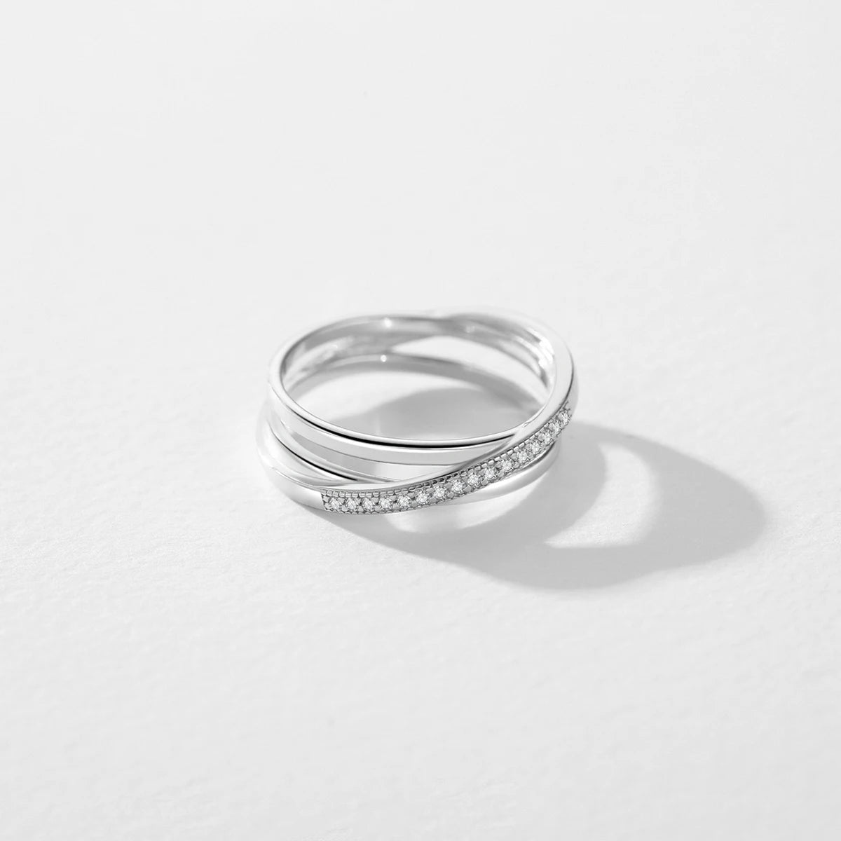 925 Sterling Silver Simple Cross Line Ring