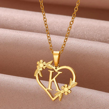 Gold Stainless Steel Initial Necklaces