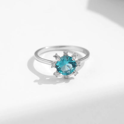 925 Sterling Silver Crown Paraiba Zirconia Rings