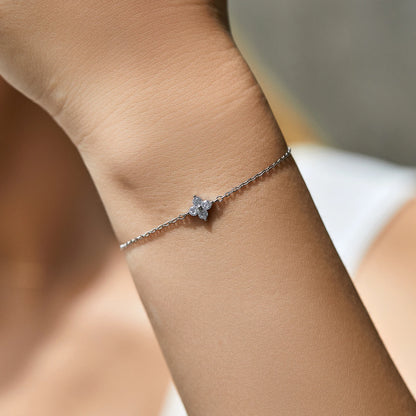 925 Sterling Silver Four Leaf CZ Bracelet