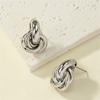 Gold Or Silver Stainless Steel Knot Earrings