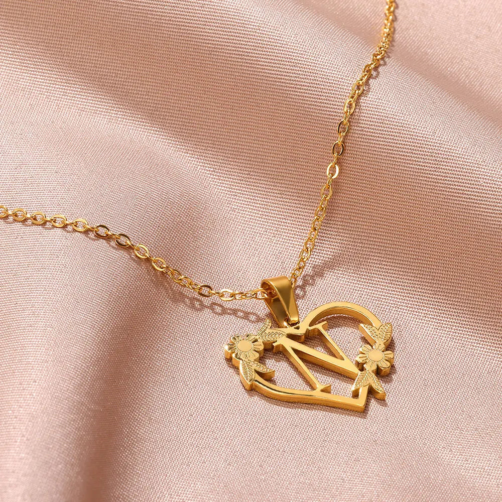 Gold Stainless Steel Initial Necklaces