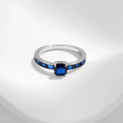 925 Sterling Silver Blue Cubic Zirconia Ring