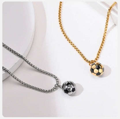 Vnox 3D Football Necklaces for Men, Solid Stainless Steel Casual Scoocer Pendants, Sports Lover Boys Gifts