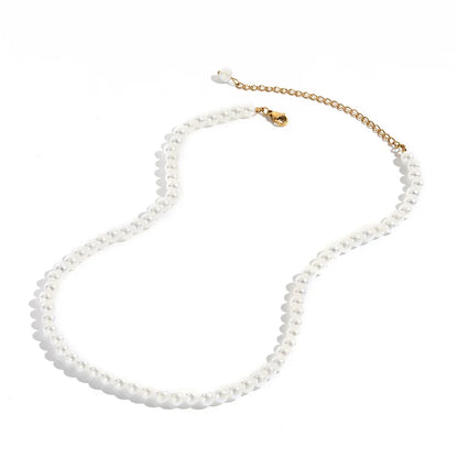 White Pearl Stainless Steel Necklaces 3-8mm