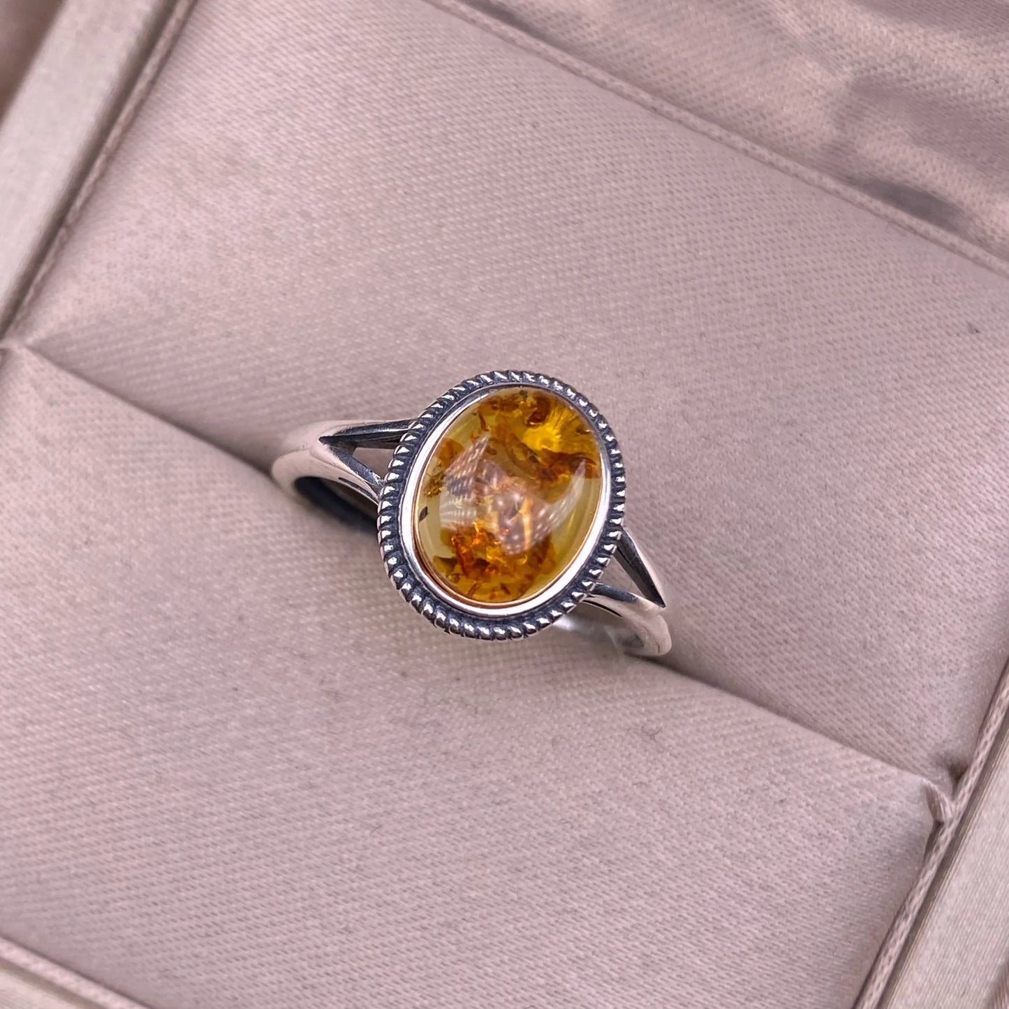 Amber Color 925 Sterling Silver