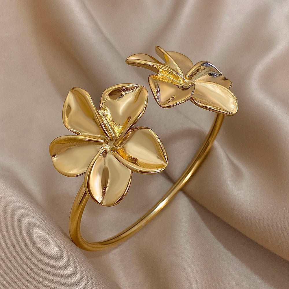 Stainless Double Flower Bangle