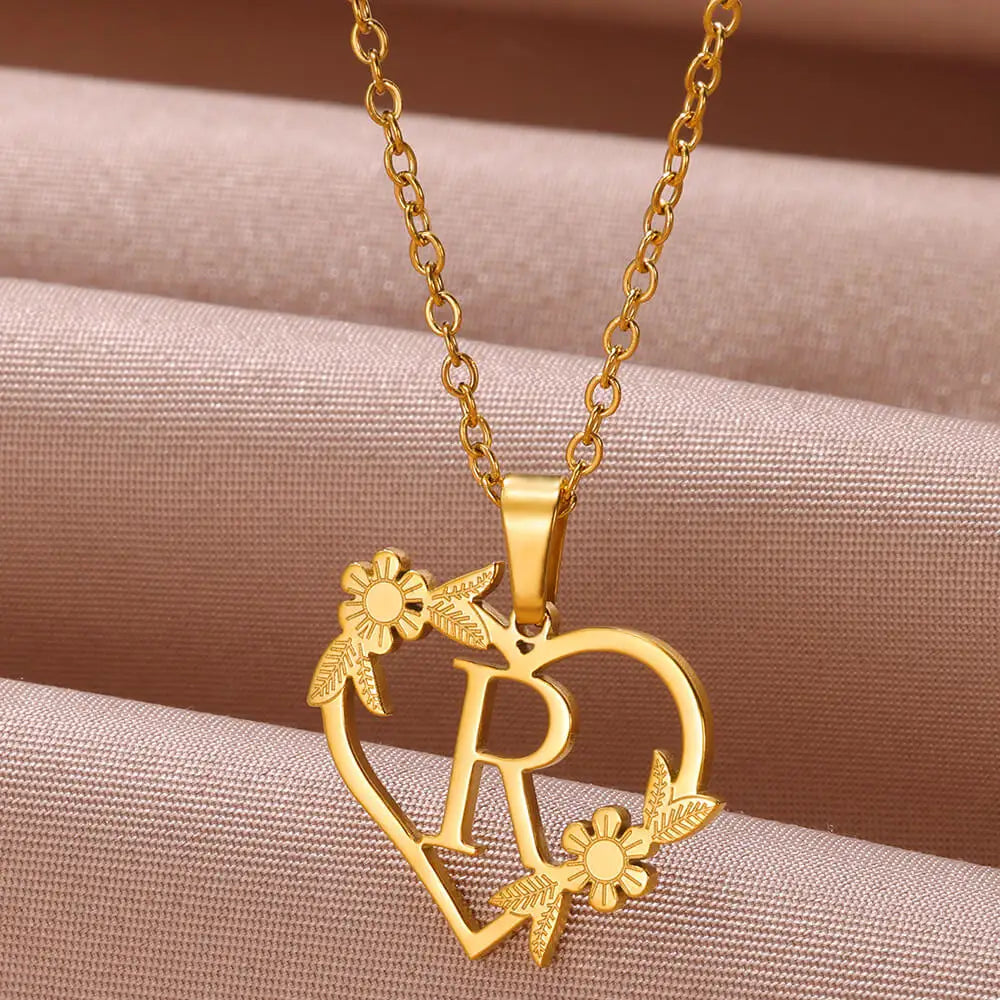 Gold Stainless Steel Initial Necklaces