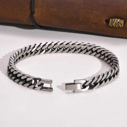 Vintage Grey Stainless Steel Cuban Chain Bracelets