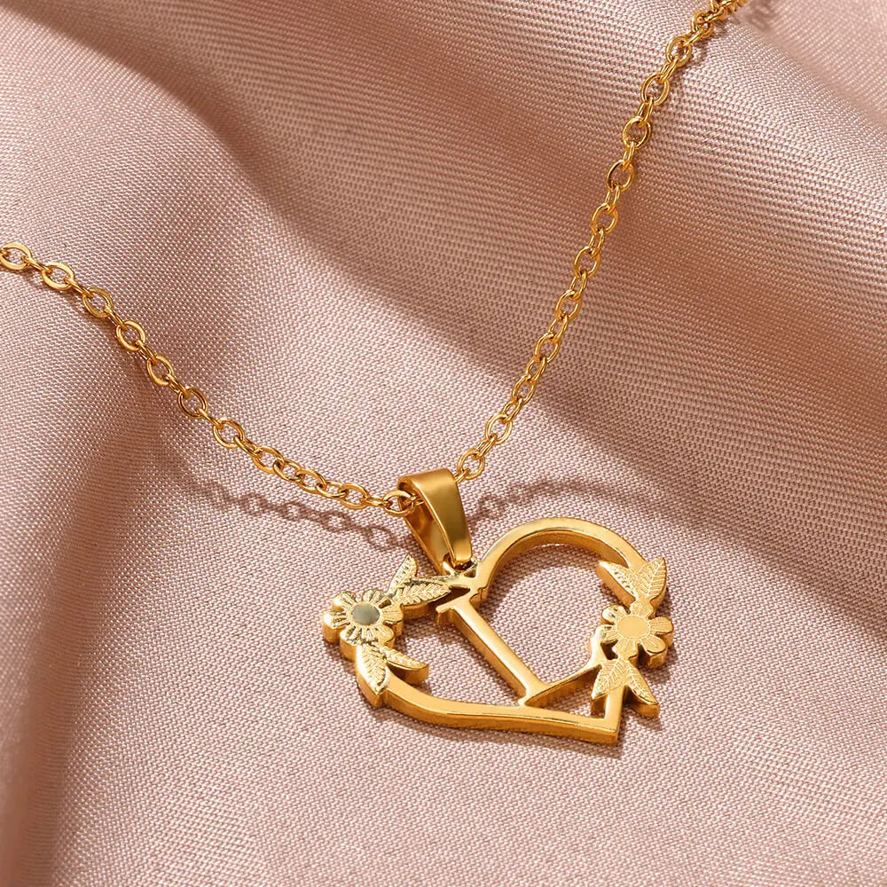 Gold Stainless Steel Initial Necklaces