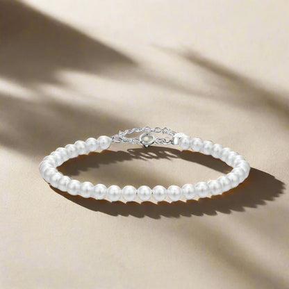 925 Sterling Silver 3MM/4MM/5MM Pearl Bracelet