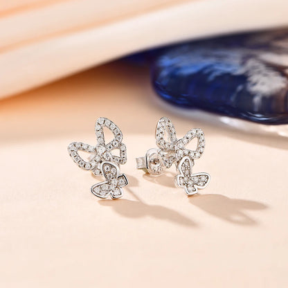 Moissanite Earrings Butterfly 925 Sterling Silver (3 Color Choice)