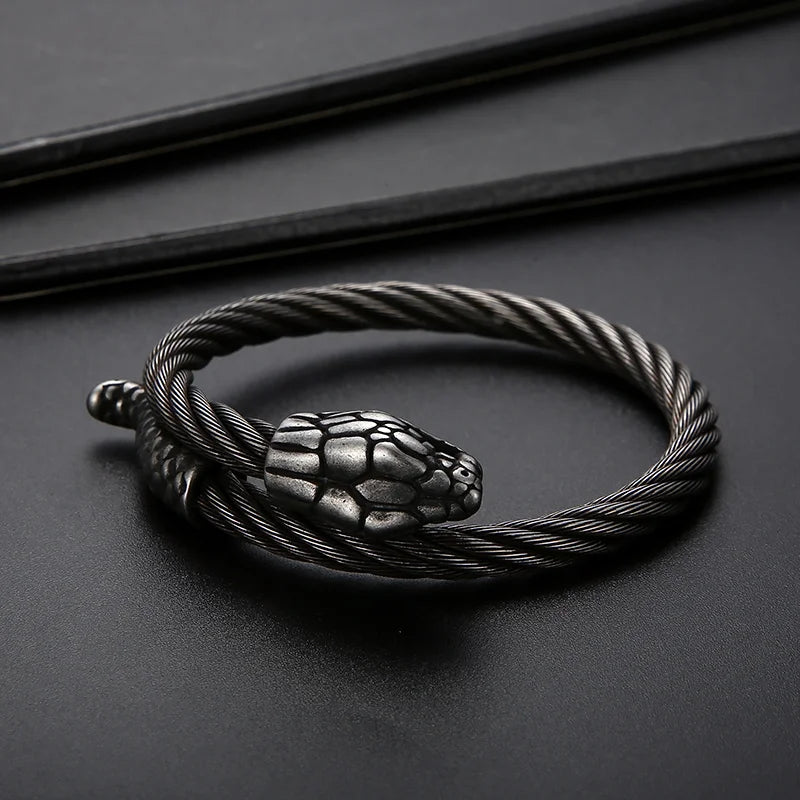 Stainless Steel Spiral Snake Bangle + 3 Other Different Styles