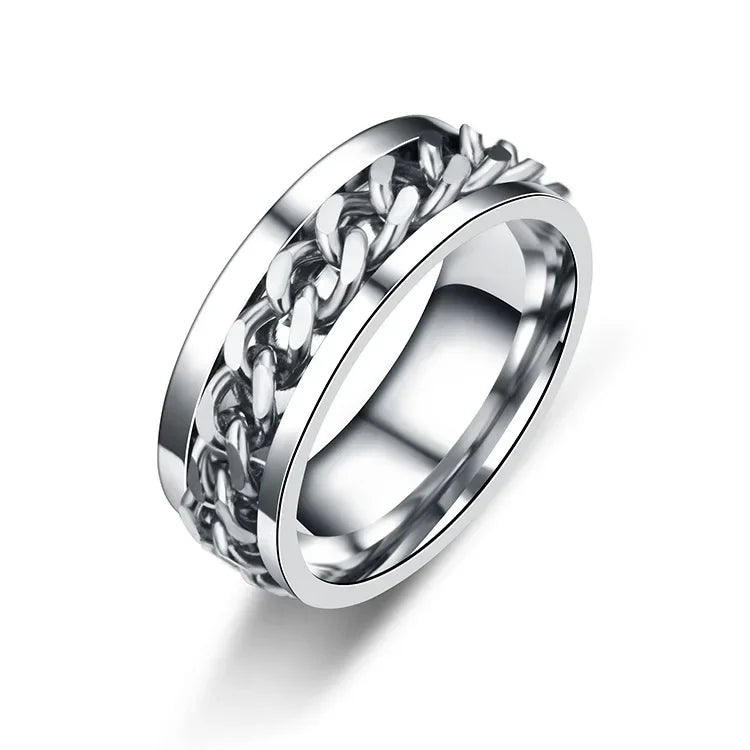 Rotating Chain Stainless Steel Ring