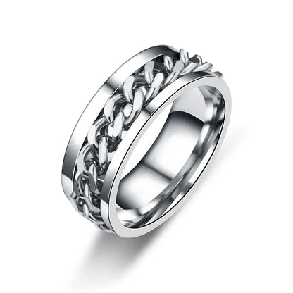 Rotating Chain Stainless Steel Ring