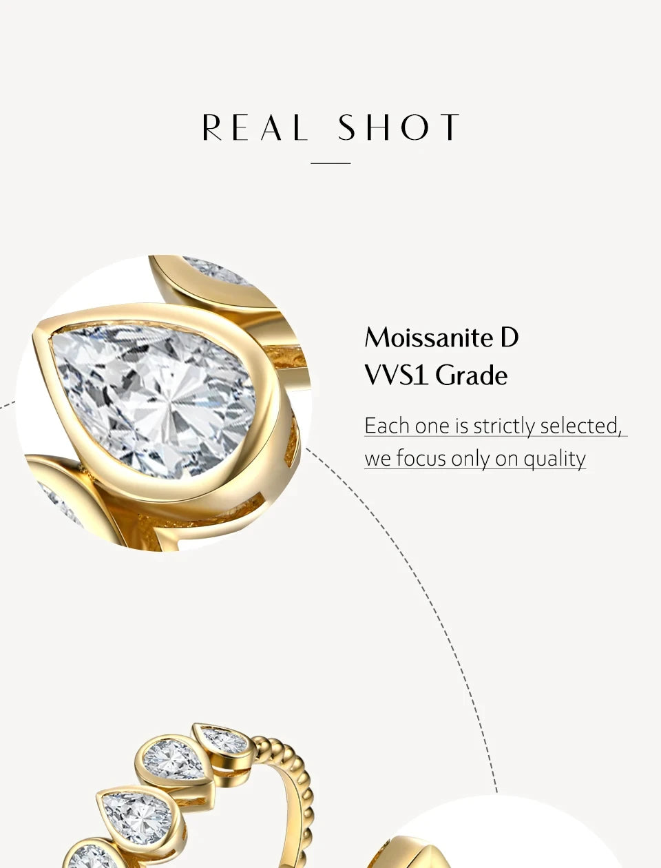 D Color Pear Cut Moissanite 925 Sterling Silver, Gold Plated