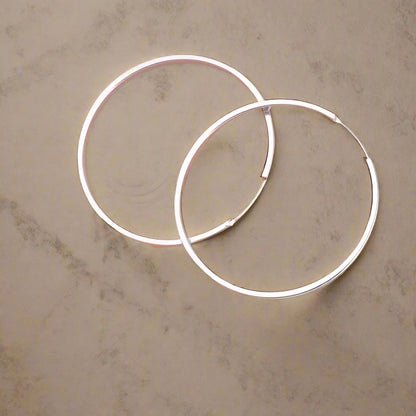 35mm-70mm 925 Sterling Silver Big Hoop Earrings