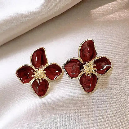 Drip Glaze Flower Earrings (3 Colors