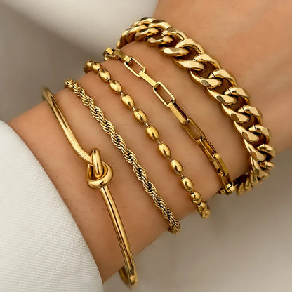 Silver Or Gold Stainless Steel Bracelet Set