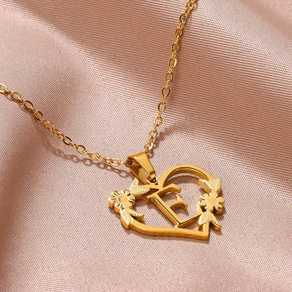 Gold Stainless Steel Initial Necklaces