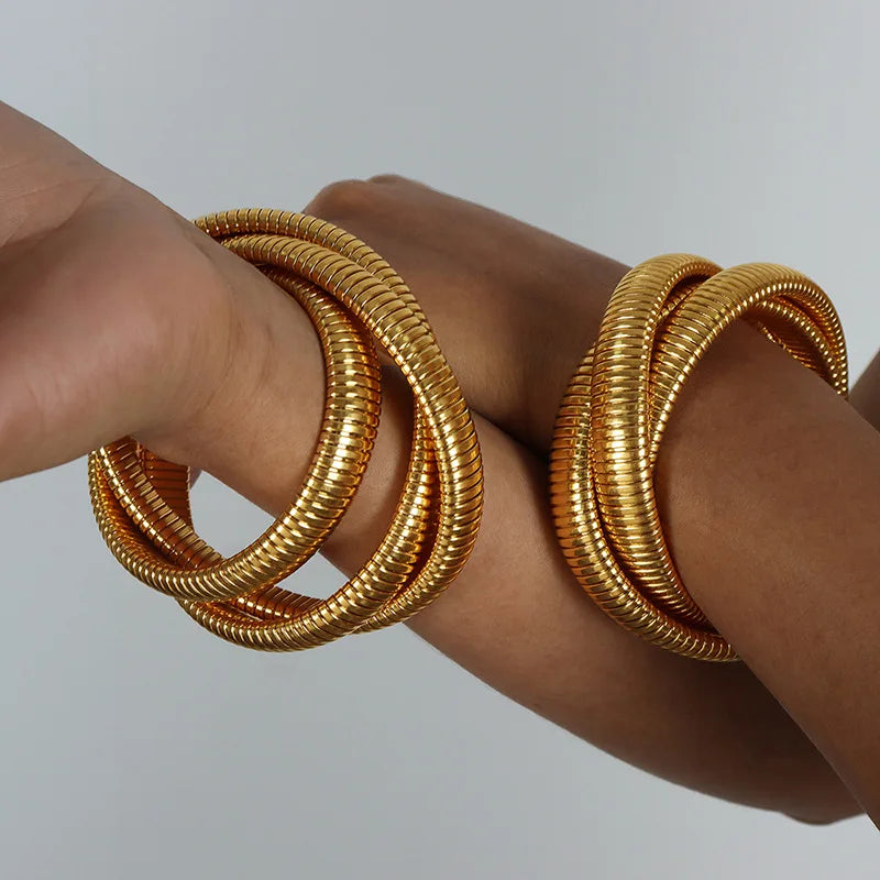 Stainless Steel Winding Stretch Elastic Bracelet