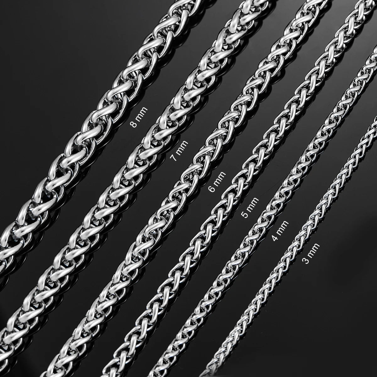 3-8mm Stainless Steel Braided 14 to 40 Inches