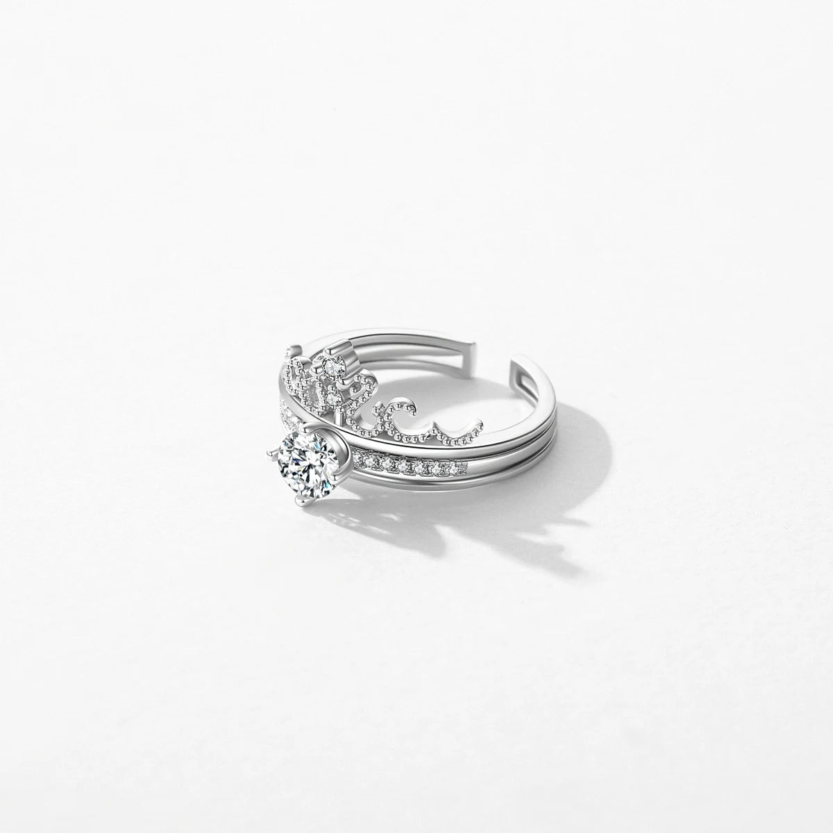 925 Sterling Silver Crown Ring Set