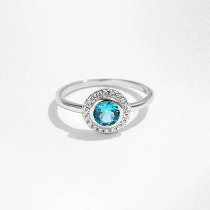 MODIAN 925 Sterling Silver Round Paraiba Color Cubic Zirconia