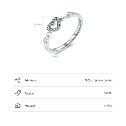 Real 925 Sterling Silver Heart Ring