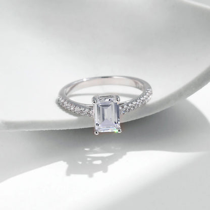 925 Sterling Silver Emerald Cut CZ Ring