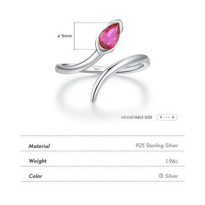 925 Sterling Silver Snake Ring Opening Size 6-9