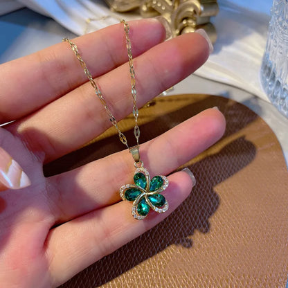 Stainless Steel CZ Flower Pendant Necklaces (15 Styles)