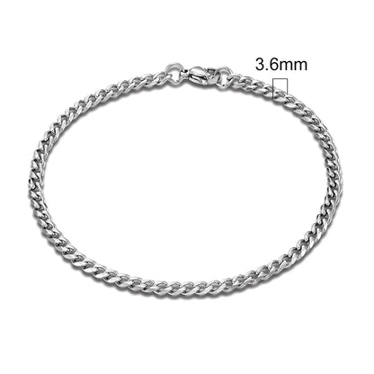 3 Color Choice 3-11mm Stainless Steel Curb Chain Bracelet