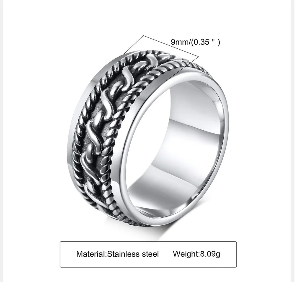 Stainless Steel Twisted Rope Pattern Ring