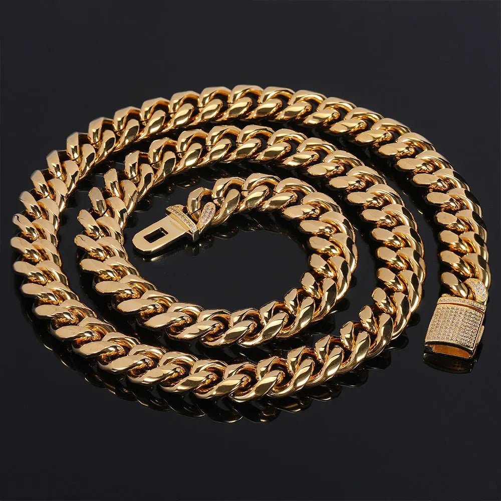 Gold Or Silver Stainless Steel, 12mm Cuban Link Chain or Bracelet