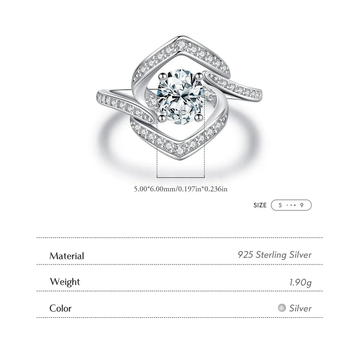 925 Sterling Silver Luxury CZ Ring