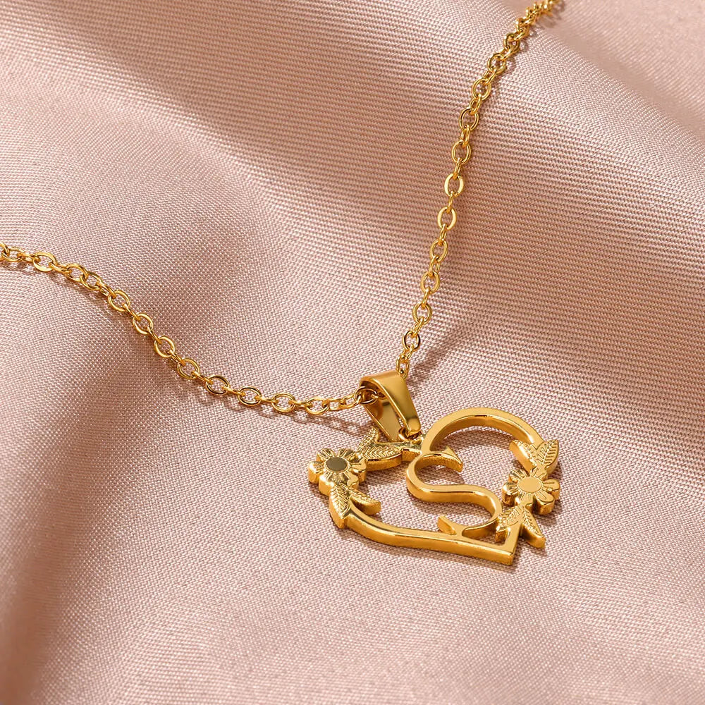 Gold Stainless Steel Initial Necklaces