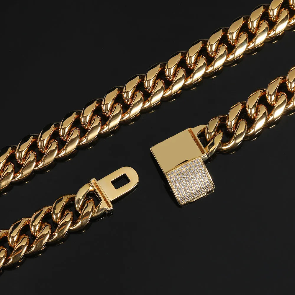 Gold Or Silver Stainless Steel, 12mm Cuban Link Chain or Bracelet